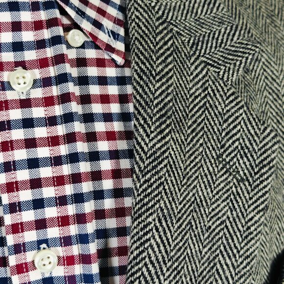 Monsieur Adolfo Men's‎ Tweed Sport Coat Blazer Two Button Gray Herringbone 46L - Picture 7 of 14